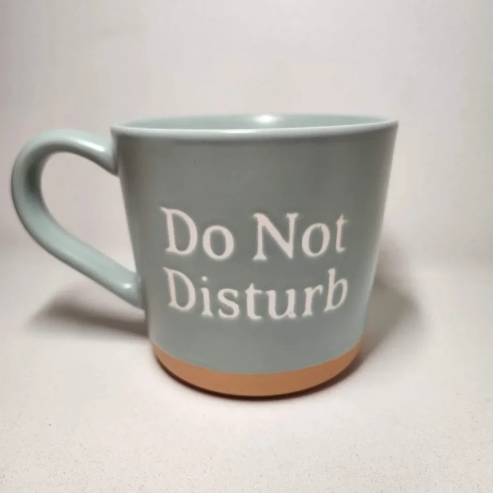 NEW DO NOT DISTURB Coffee Tea Mug Cup 15 Oz Stoneware Mint & Brown By Threshold